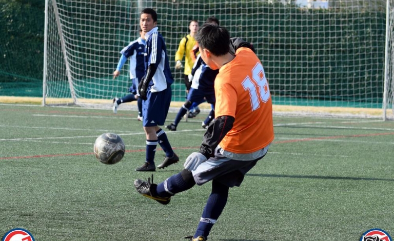 Hroshii Oogami the golden boy of TML Division 3 tries to score another goal.