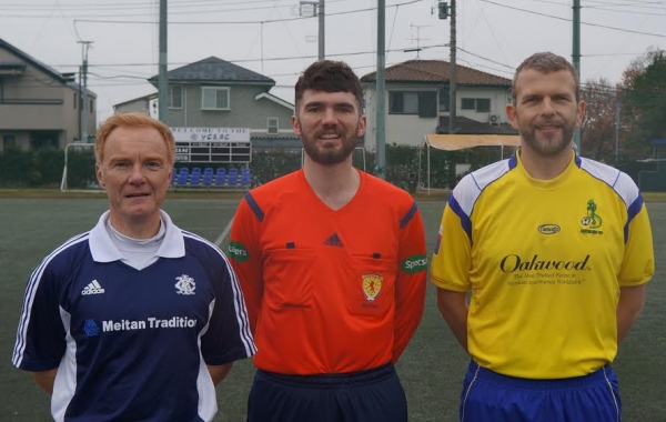 Robert on his last day of refereeing with Captains Phil Denham (YC&AC 1868) Ian Webster (Oakwood Clash)